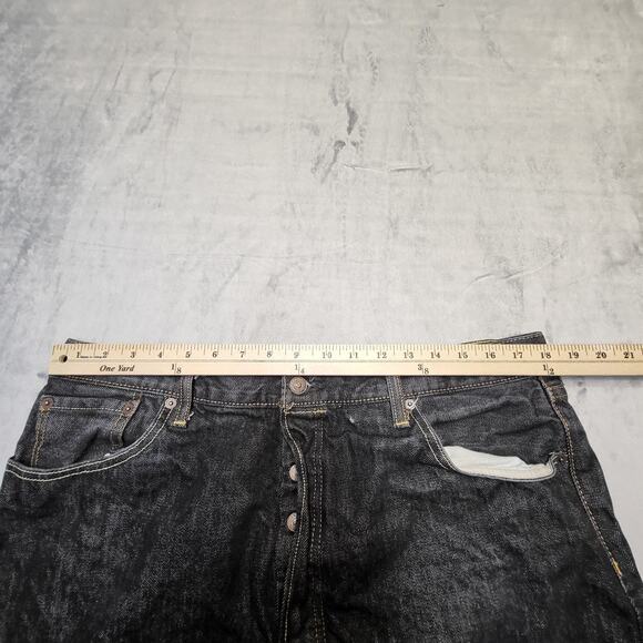 Levis 501 Jeans Mens 36x30 Black Straight Leg Button Fly Denim Classic - Picture 8 of 10